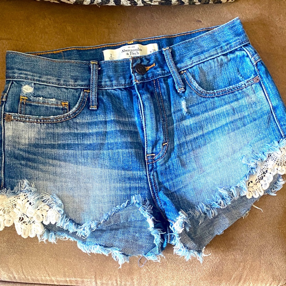 Abercrombie & Fitch Distressed Blue Jean Shorts